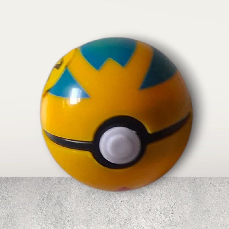 Yellow and white Pokemon ball and character