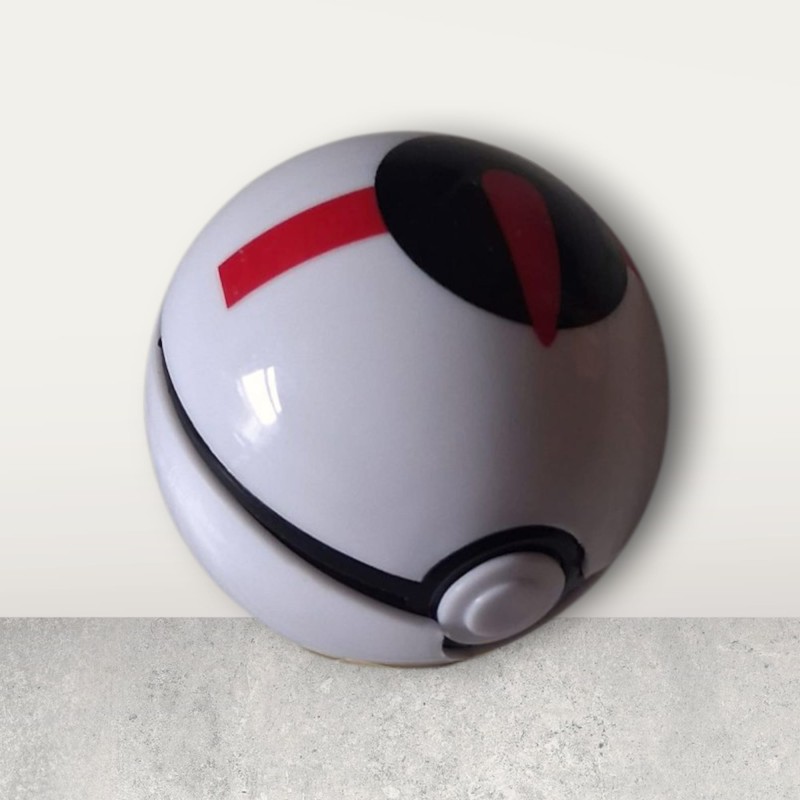 White and red Pokemon ball with character