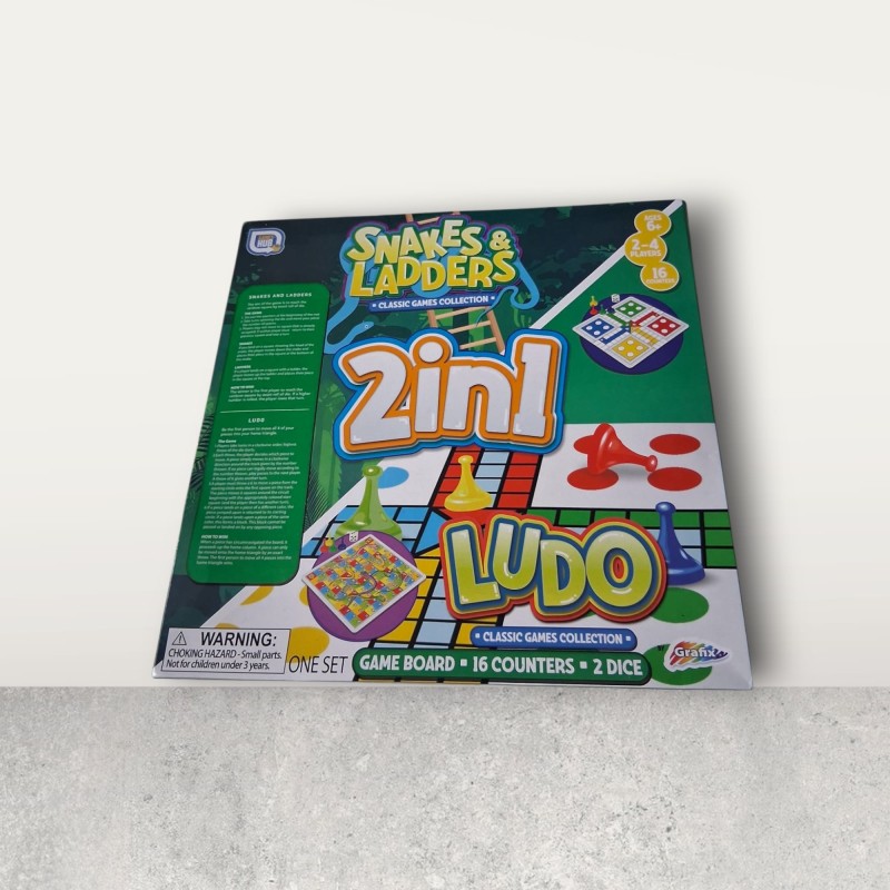 2 in 1 ludo & snakes and ladders board game